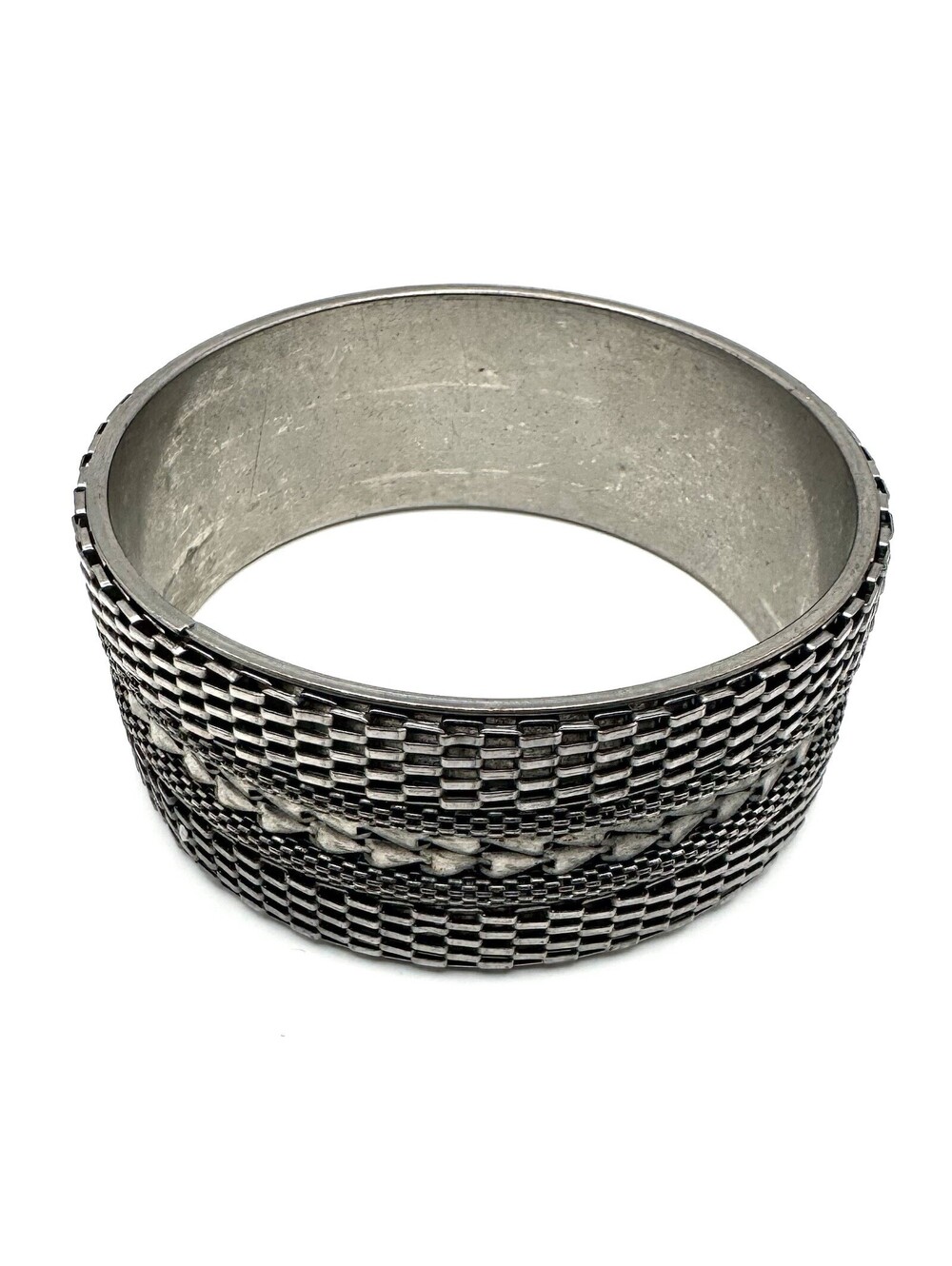 Vintage 80s Brutalist Cuff Bracelet Punk Goth Steampunk Industrial 8 Inch
